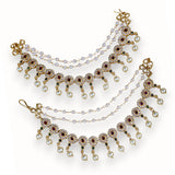 Antique Gold Pearl Ear Chain Mattal  South Indian Bridal Style JH7316