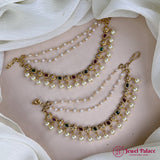 Antique Gold Pearl Ear Chain Mattal  South Indian Bridal Style JH7317