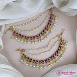 Antique Gold Pearl Ear Chain Mattal  South Indian Bridal Style JH7320