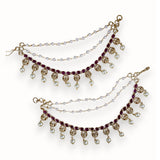 Antique Gold Pearl Ear Chain Mattal  South Indian Bridal Style JH7321
