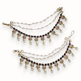 Antique Gold Pearl Ear Chain Mattal  South Indian Bridal Style JH7322