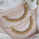 Antique Gold Pearl Ear Chain Mattal  South Indian Bridal Style JH7323