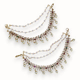 Antique Gold Pearl Ear Chain Mattal  South Indian Bridal Style JH7324