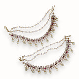 Antique Gold Pearl Ear Chain Mattal  South Indian Bridal Style JH7325