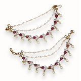 Antique Gold Pearl Ear Chain Mattal  South Indian Bridal Style JH7326