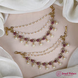 Antique Gold Pearl Ear Chain Mattal  South Indian Bridal Style JH7327