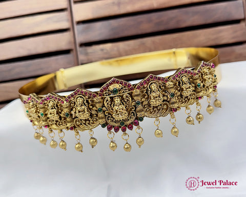 Beautiful Gold Plated Adjustable Temple Hip Belt Kamarband For Kids JH7328