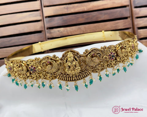Beautiful Gold Plated Temple Design Vaddanam Hip Belt For Saree JH7331