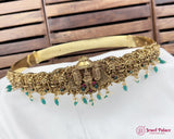 Beautiful Gold Plated Temple Design Vaddanam Hip Belt For Saree JH73232