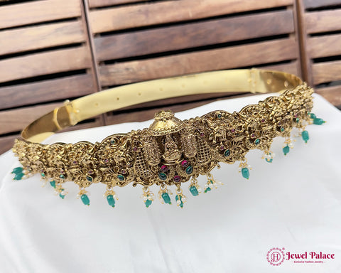 Beautiful Gold Plated Temple Design Vaddanam Hip Belt For Saree JH73232