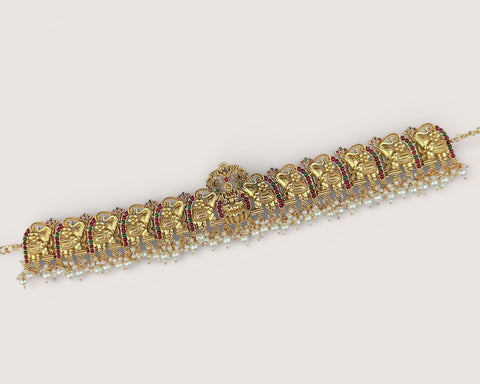 Royal Temple Design Ottiyanam In  Antique Finish Hip Chain JH7336
