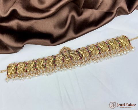 Royal Temple Design Ottiyanam In  Antique Finish Hip Chain JH7336