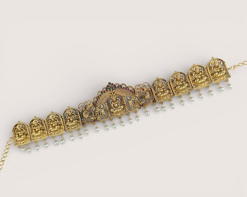 Royal Temple Design Ottiyanam In  Antique Finish Hip Chain JH7342