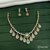 Premium Brass AD Stone Pearls Necklace Set JH7358
