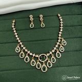 Premium Brass AD Stone Pearls Necklace Set JH7358