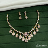 Premium Brass AD Stone Pearls Necklace Set JH7358
