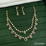 Beautiful 2 Layer Premium Quality AD Stone Necklace JH7359