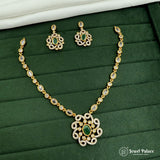Elegant Floral Design AD Stone Premium Necklace Set JH7360