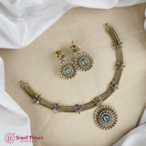 Jewelry set with necklace and earrings on a mannequin bust, brand 'Jewel Palace' visible.