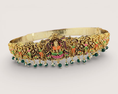 Divine Lakshmi Temple Hip Belt Antique Gold Bridal Vaddanam JH7379