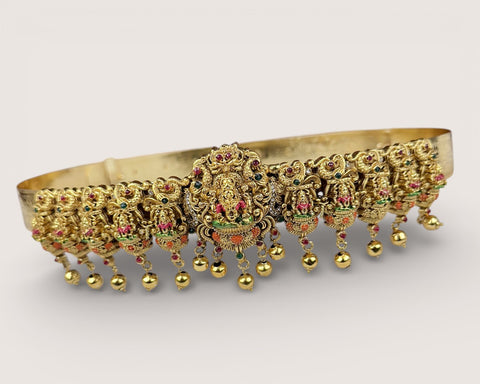Divine Lakshmi Temple Hip Belt Antique Gold Bridal Vaddanam JH7381
