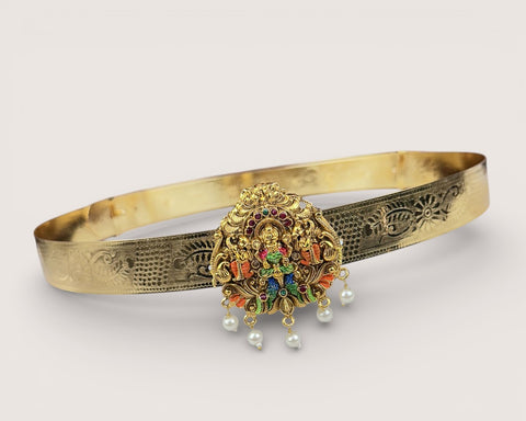 Classic Lakshmi Nakash Hip Belt Antique Gold Temple Vaddanam JH7389