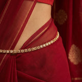 Elegant Kemp Stone Hip Chain South Indian Traditional Vaddanam for Saree