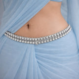 2 Layer Elegant Kemp Stone Hip Chain South Indian Traditional Vaddanam for Saree