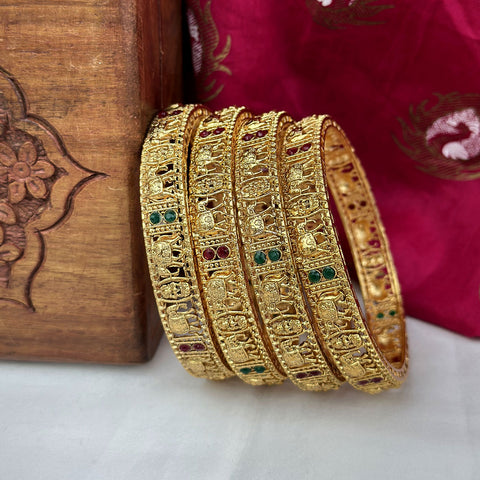 Traditional Antique Gold Temple Design Bangles JH7407