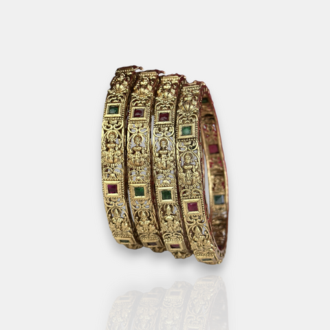 Traditional Antique Gold Temple Design Bangles JH7408