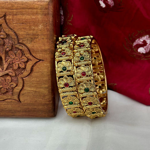Traditional Antique Gold Temple Design Bangles JH7409