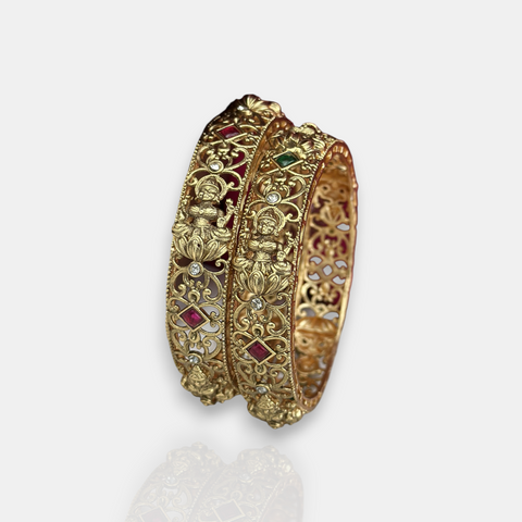 Traditional Antique Gold Temple Design Bangles JH7410