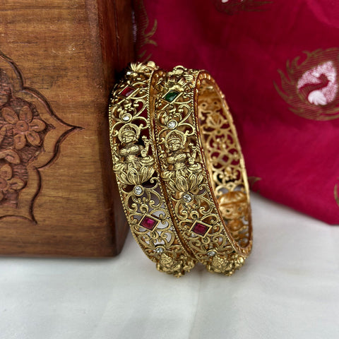 Traditional Antique Gold Temple Design Bangles JH7410