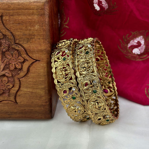 Traditional Antique Gold Temple Design Bangles JH7411