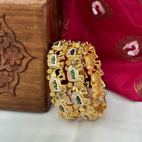 Traditional Antique Gold Temple Design Bangles JH7412