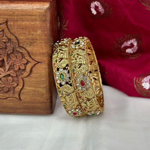 Traditional Antique Gold Temple Design Bangles JH7413