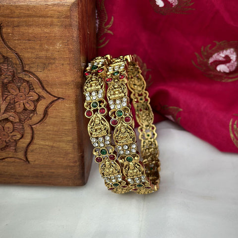 Traditional Antique Gold Temple Design Bangles JH7414