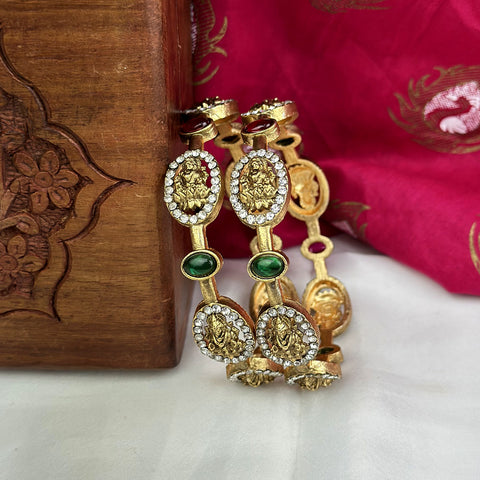 Traditional Antique Gold Temple Design Bangles JH7415