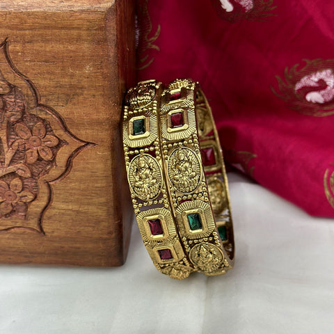 Traditional Antique Gold Temple Design Bangles JH7416
