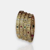 Traditional Antique Gold Temple Design Bangles JH7418