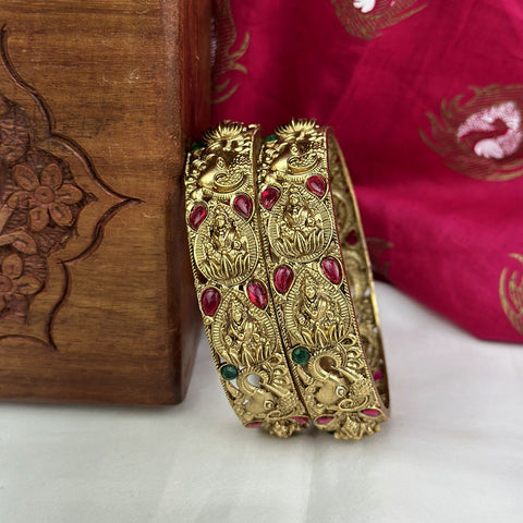 Traditional Antique Gold Temple Design Bangles JH7420