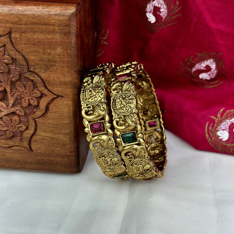 Traditional Antique Gold Temple Design Bangles JH7422