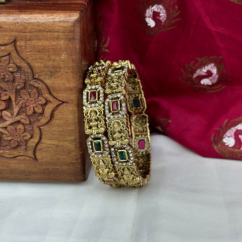 Traditional Antique Gold Temple Design Bangles JH7425