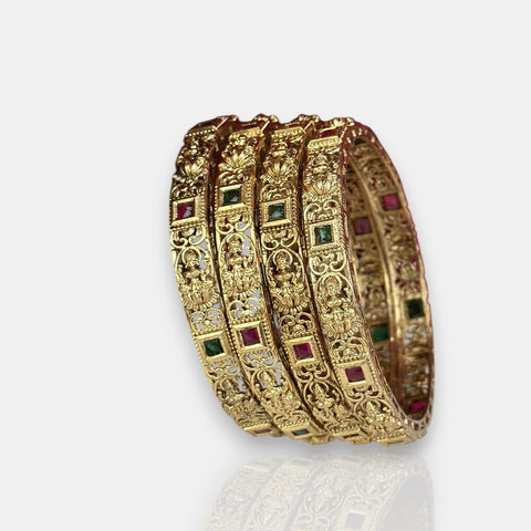Traditional Antique Gold Temple Design Bangles JH7429