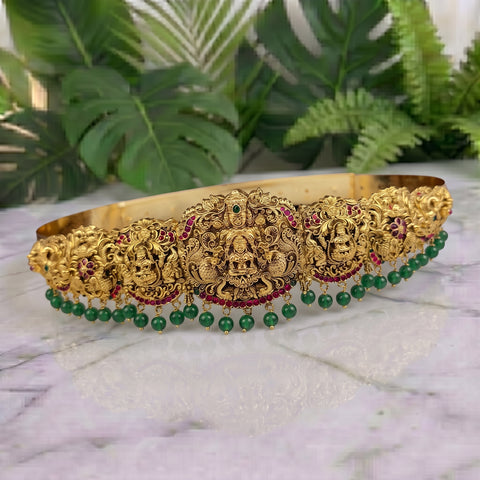 Divine Lakshmi Temple Hip Belt Antique Gold Bridal Vaddanam JH7435