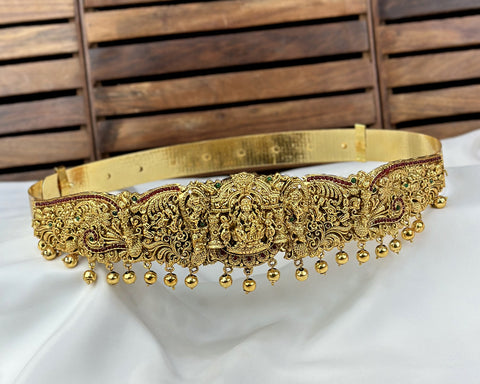 Divine Lakshmi Temple Hip Belt Antique Gold Bridal Vaddanam JH7438