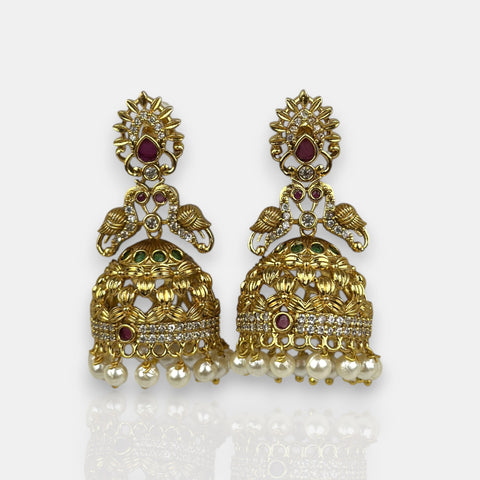 Premium Quality Antique Peacock Jhumka Earrings JH7456