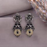 Oxidised German Silver Gemstone Drop Earrings