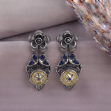 Oxidised German Silver Gemstone Drop Earrings
