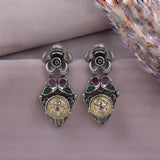 Oxidised German Silver Gemstone Drop Earrings